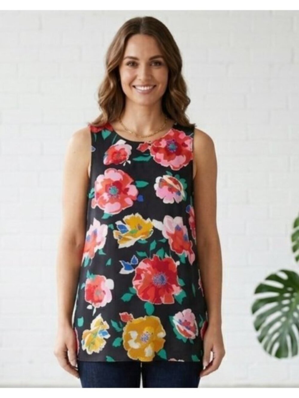 Women's - Who What Wear Floral Sleeveless Blouse, Size Small